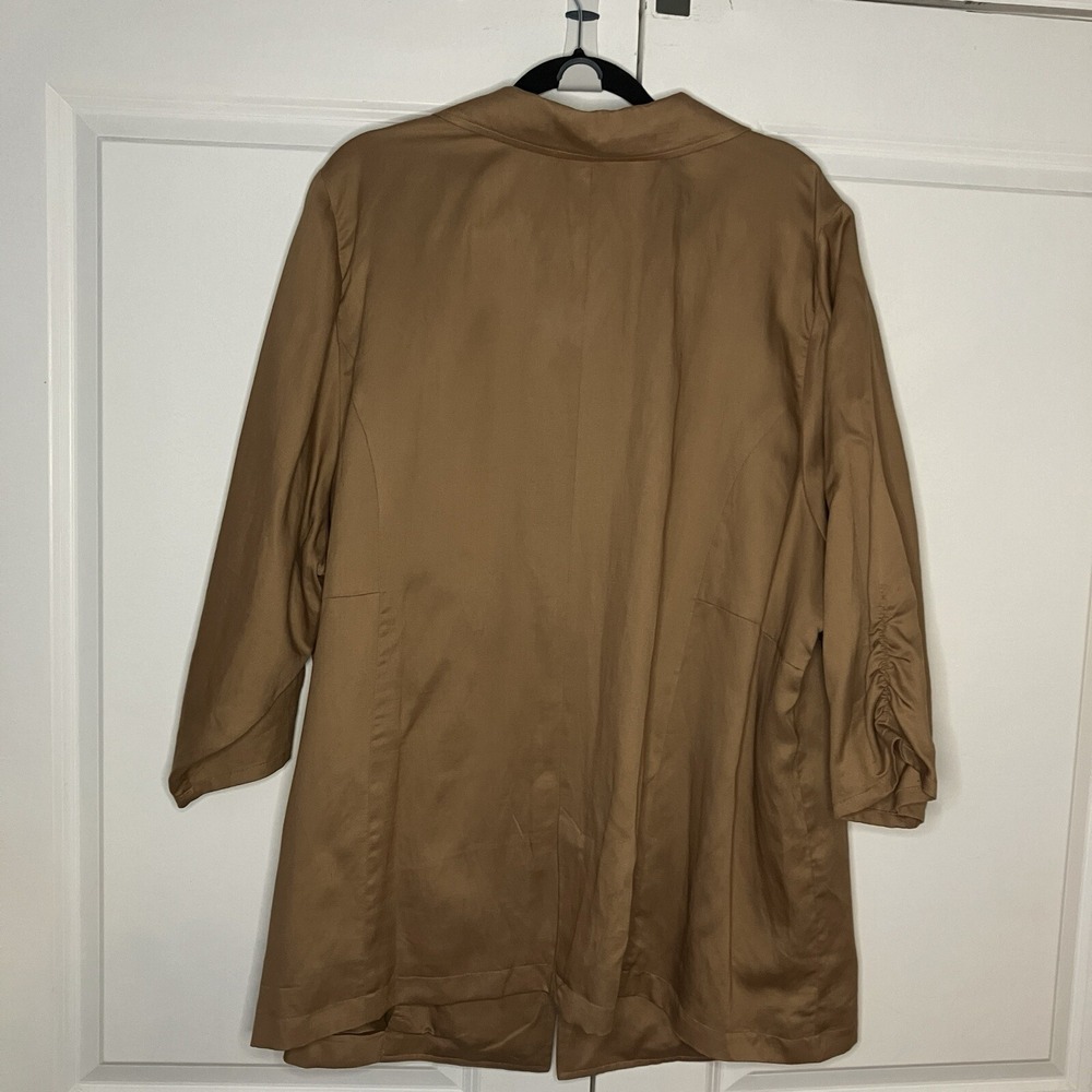 Torrid Studio Camel Brown Lyocell Linen Ruched 3/4 Sleeve Blazer Plus Size 4 4X - Picture 5 of 8